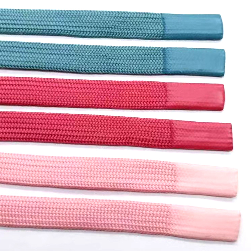 Custom drawcords aglet flat hoodie drawstring cord cotton string with silicone tip end shoelace polyester flat shoelace