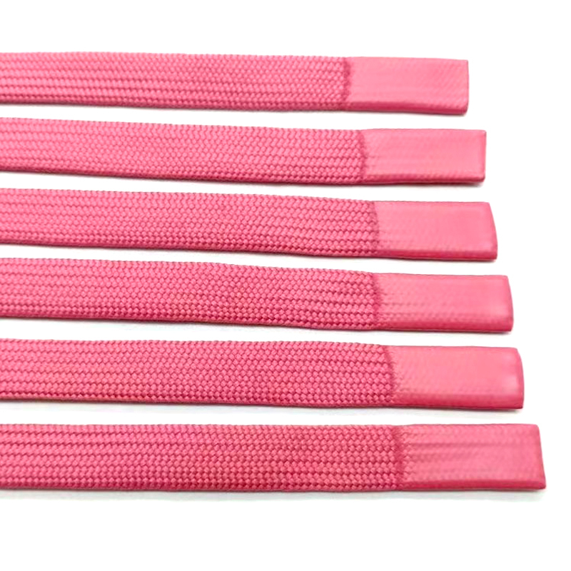 Custom drawcords aglet flat hoodie drawstring cord cotton string with silicone tip end shoelace polyester flat shoelace