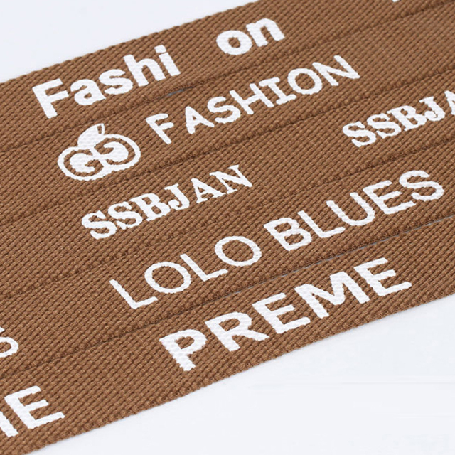 Custom Brand Fashion Logo Elastic Band Spandex Polyester Printed Webbing Strap Lettered Jacquard Elastic Band