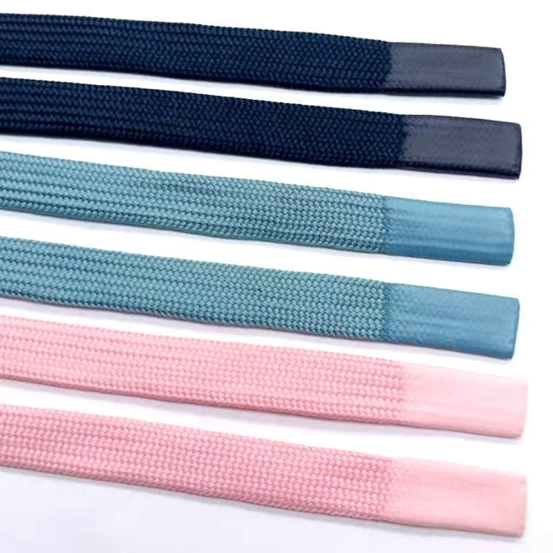 Custom drawcords aglet flat hoodie drawstring cord cotton string with silicone tip end shoelace polyester flat shoelace