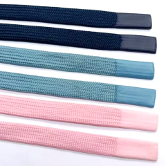 Custom drawcords aglet flat hoodie drawstring cord cotton string with silicone tip end shoelace polyester flat shoelace
