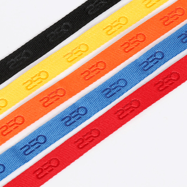 Custom woven herringbone embossed cotton tape printing T-shirt back collar edge strap neckline webbing for garment accessory