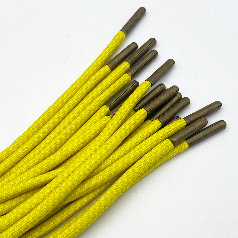 Custom Two-Color Braided Cotton Rope 6mm round Diameter with Coated Finish Pant Hoodie Clothing Accessories Bronze Metal Logo