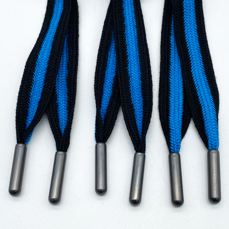 Wholesale Two-Tone Polyester Flat Drawstrings Metal Tips Hoodies Custom Accessories Recyclable Braided 10mm Bags Garments