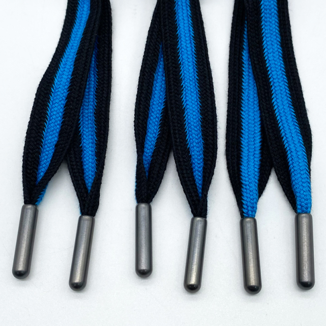 Wholesale Two-Tone Polyester Flat Drawstrings Metal Tips Hoodies Custom Accessories Recyclable Braided 10mm Bags Garments