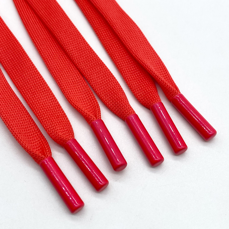 Recyclable custom flat drawcords metal aglets flat drawcord hoodies drawstring cord shoelaces for costume draw cords