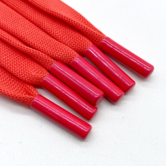 Recyclable custom flat drawcords metal aglets flat drawcord hoodies drawstring cord shoelaces for costume draw cords
