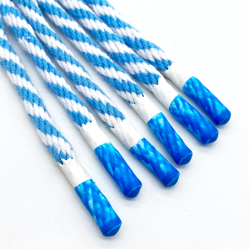 Fashion polyester with coated silicone dipping end drawcords and shoelaces for hoodie sportswear garment rope