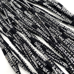 Factory custom jacquard polyester pullover hoodie drawstring with metal end plastic logo garment hoodie cord