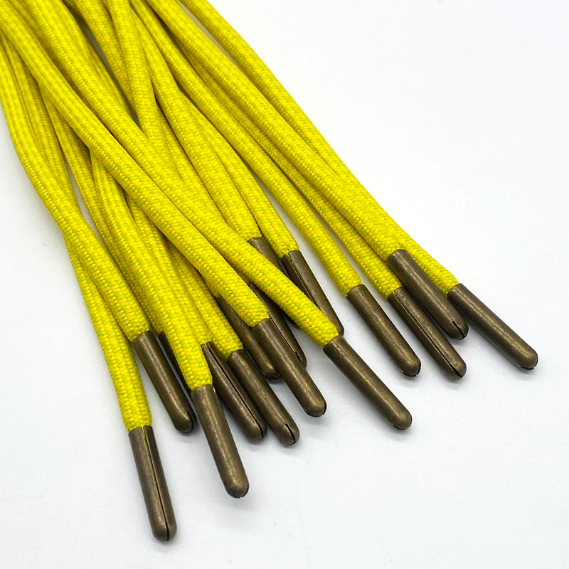 Custom Two-Color Braided Cotton Rope 6mm round Diameter with Coated Finish Pant Hoodie Clothing Accessories Bronze Metal Logo