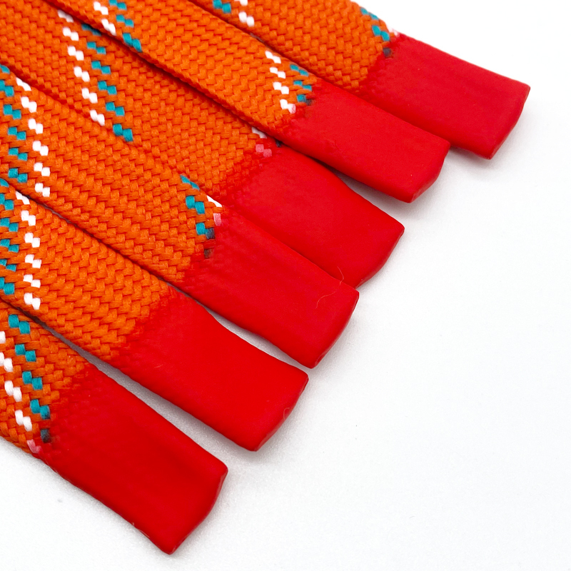 High quality logo silicone head braided sports pants waist drawstring fashion hoodie drawcord tipping and polyester flat rope