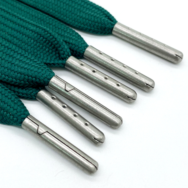 Recycled Polyester Rope Custom Garment Accessories Hoodie Draw Cords Flat Drawstring with Metal Tips Drawcord Tipping