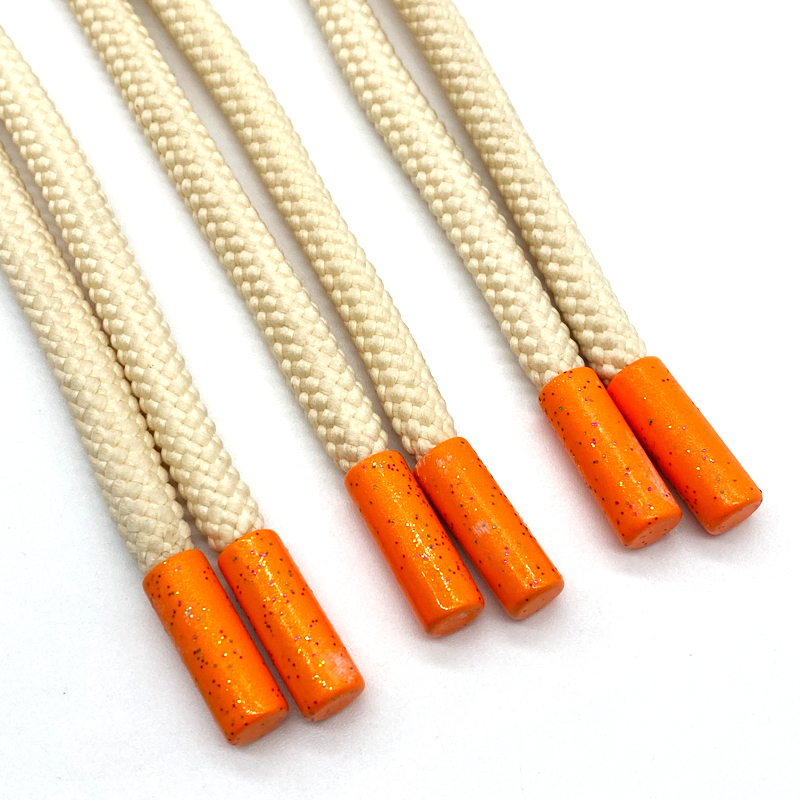 High quality Linen Skein thicker string custom cotton rope Metal tips Circular shoelaces drawstring Hoodie for shorts