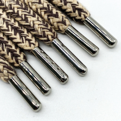 Custom two-color drawstring braided cotton rope clothing accessories Custom logo Metal hoodie rope High quality