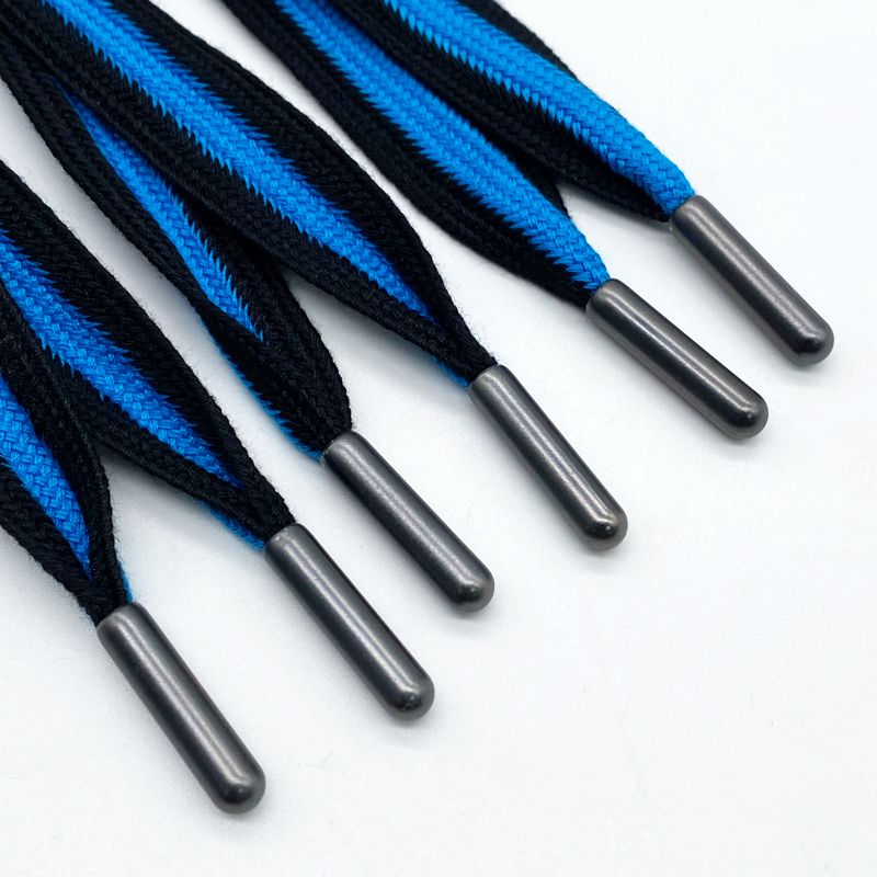 Wholesale Two-Tone Polyester Flat Drawstrings Metal Tips Hoodies Custom Accessories Recyclable Braided 10mm Bags Garments