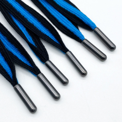 Wholesale Two-Tone Polyester Flat Drawstrings Metal Tips Hoodies Custom Accessories Recyclable Braided 10mm Bags Garments