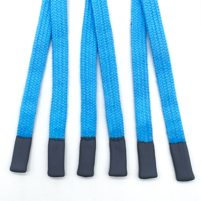 High quality flat drawstring dipping plastic tips drawcord for garment hoodie bag shoelace factory custom retrievable