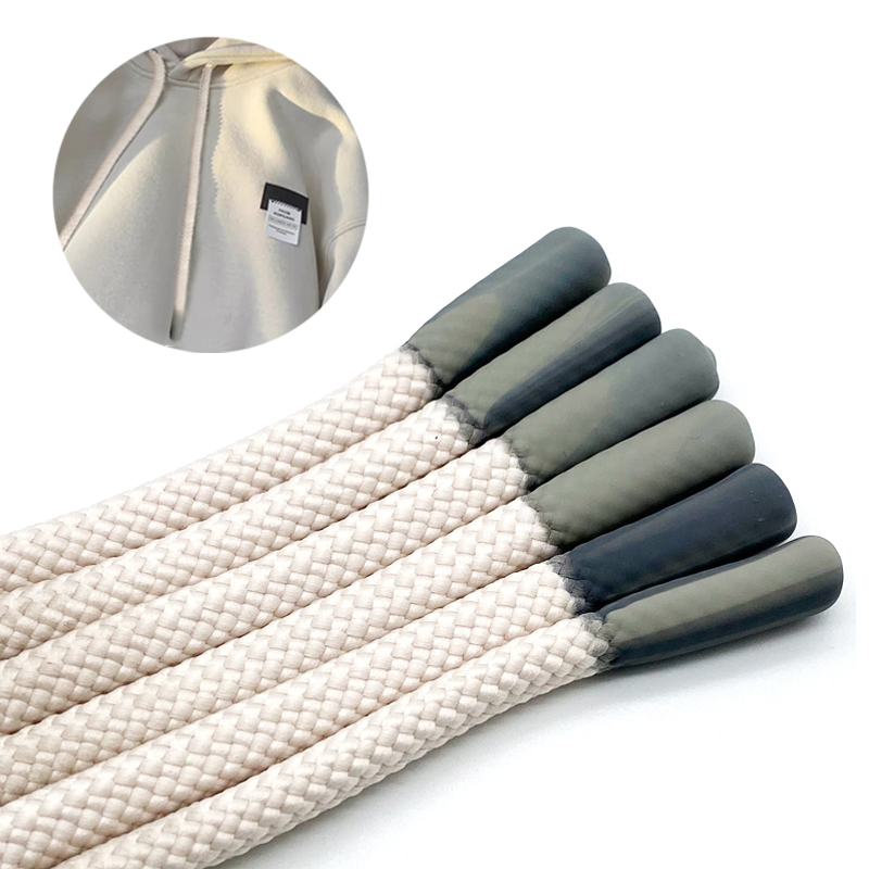 High quality Linen Skein thicker string custom cotton rope silicone tips circular shoelaces drawstring Hoodie for shorts