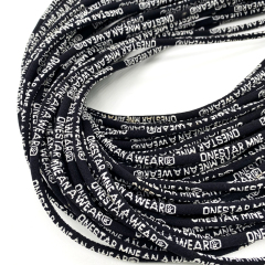 Factory custom jacquard polyester pullover hoodie drawstring with metal end plastic logo garment hoodie cord