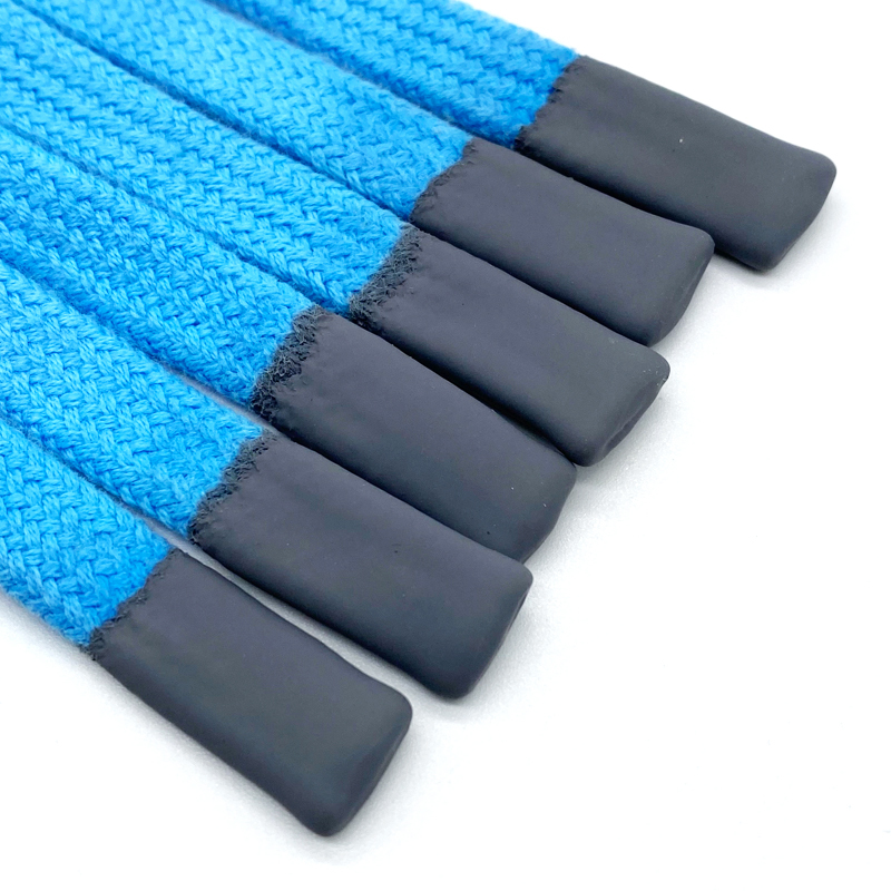 High quality flat drawstring dipping plastic tips drawcord for garment hoodie bag shoelace factory custom retrievable