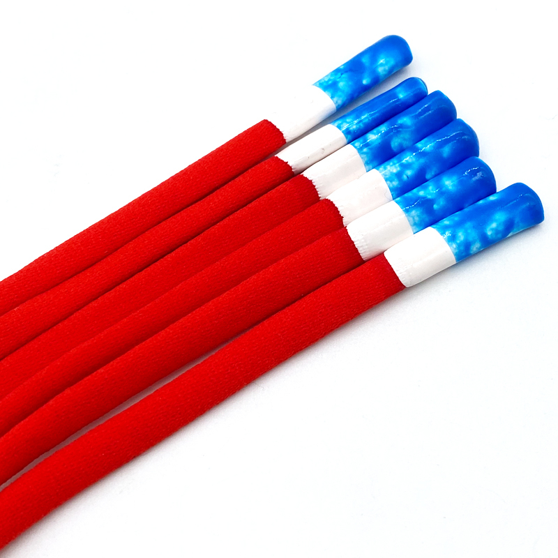 Wholesale two-tone drawstring hoodie drawcord for garments polyester cotton cord and silicone tip round cords