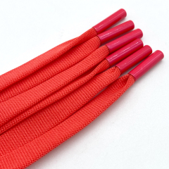 Recyclable custom flat drawcords metal aglets flat drawcord hoodies drawstring cord shoelaces for costume draw cords