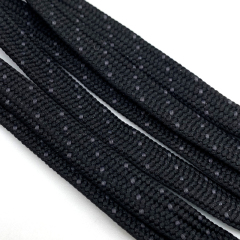 Recyclable Customized Printed black Flat Cord Shoelaces with Laser plastic logo rope shoelaces drawcord tipping