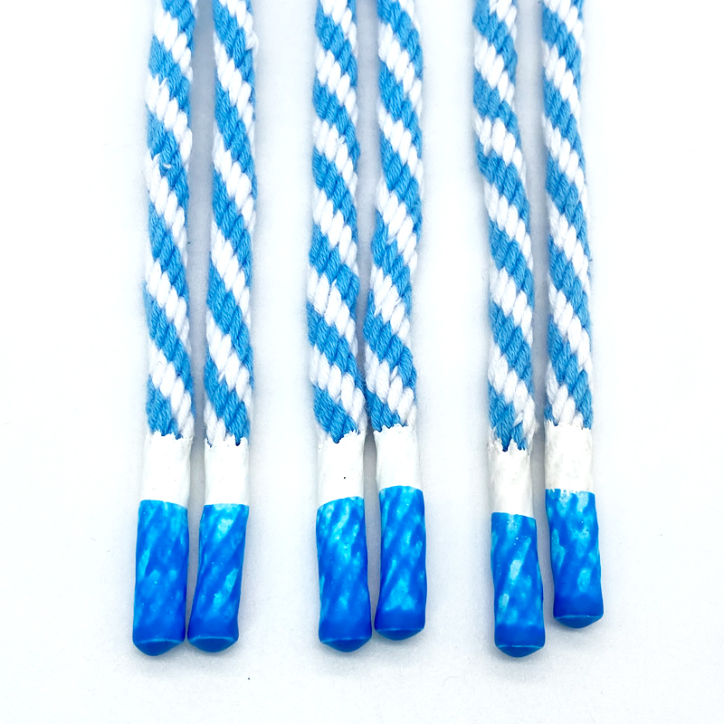 Fashion polyester with coated silicone dipping end drawcords and shoelaces for hoodie sportswear garment rope