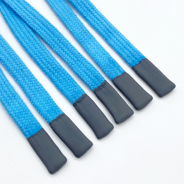 High quality flat drawstring dipping plastic tips drawcord for garment hoodie bag shoelace factory custom retrievable