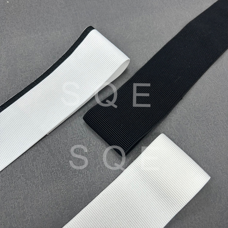 wholesale high-quality black and white crocheted knitted elastic band webbing wholesale rubber polyester webbing