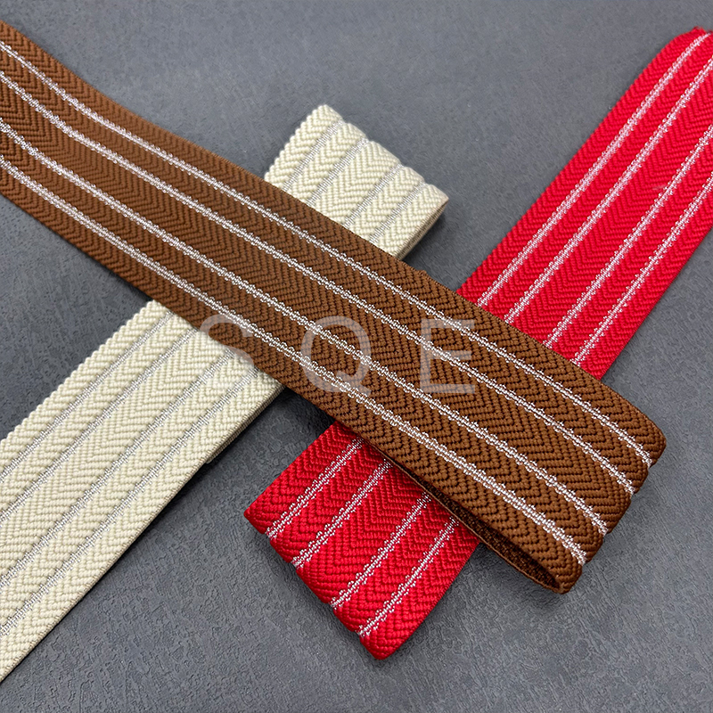 Gold and Silver China Wholesale Glitter Elastic Waistband 5cm Herringbone Golden Glitter Elastic Band