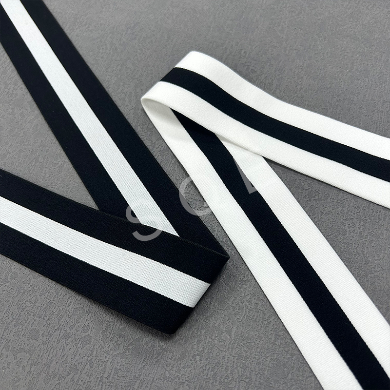 Custom Double -sided Inter Color Spandex Polyester High Elastic Nylon Stretch Webbing Clothing Accessory Jacquard Elastic Band