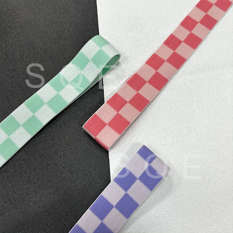 Multicolor Woven Spandex Ribbon Jacquard Elastic Band High Stretch Latex Webbing Checkerboard Jacquard Webbing For Garment