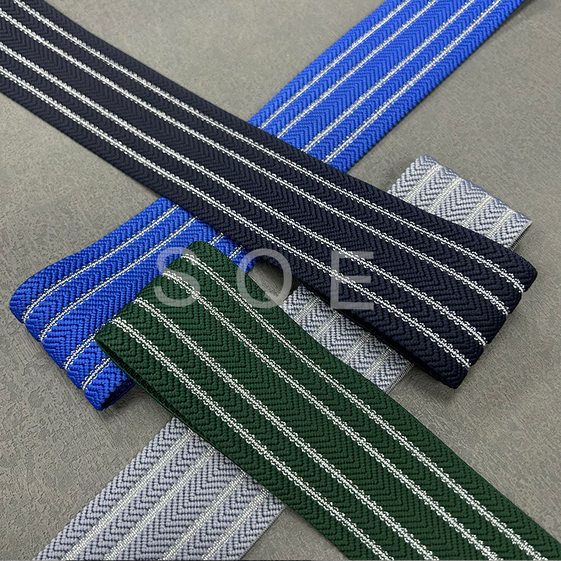 Gold and Silver China Wholesale Glitter Elastic Waistband 5cm Herringbone Golden Glitter Elastic Band