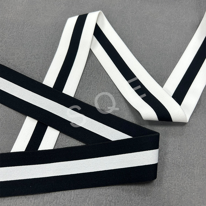 Custom Double -sided Inter Color Spandex Polyester High Elastic Nylon Stretch Webbing Clothing Accessory Jacquard Elastic Band