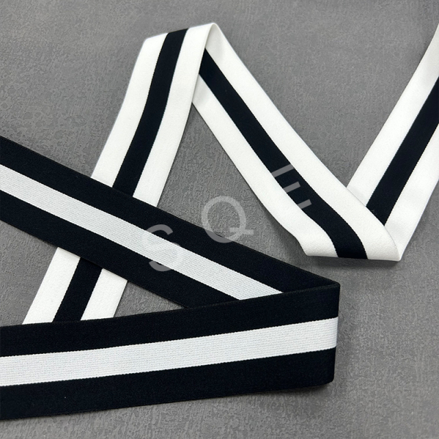 Custom Double -sided Inter Color Spandex Polyester High Elastic Nylon Stretch Webbing Clothing Accessory Jacquard Elastic Band
