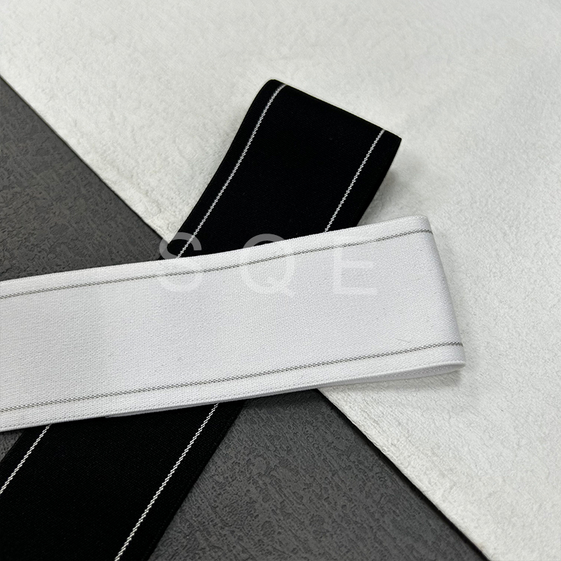 Side strip silver silk jacquard elastic striped webbing garment elastic elastic waistband skirt belt accessories