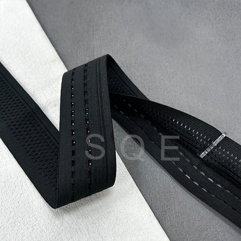 Color double hollow elastic waistband sports pants with rope waistband Y open mesh elastic band