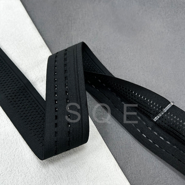 Color double hollow elastic waistband sports pants with rope waistband Y open mesh elastic band