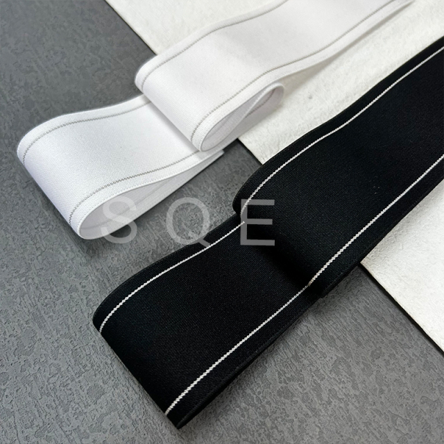 Side strip silver silk jacquard elastic striped webbing garment elastic elastic waistband skirt belt accessories