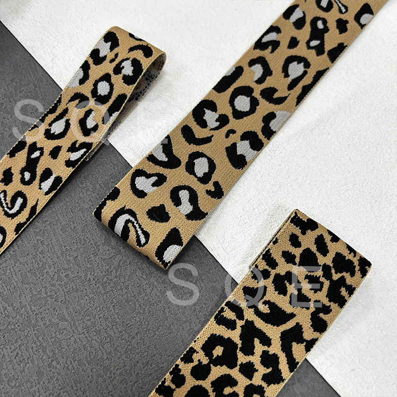 Factory direct leopard print elastic clothing fashion waistband jacquard elastic leopard print elastic
