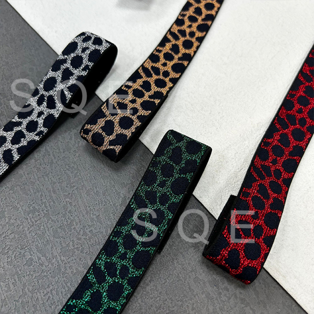 Factory direct sales leopard print color filigree elastic jacquard elastic ribbon lace accessories footwear