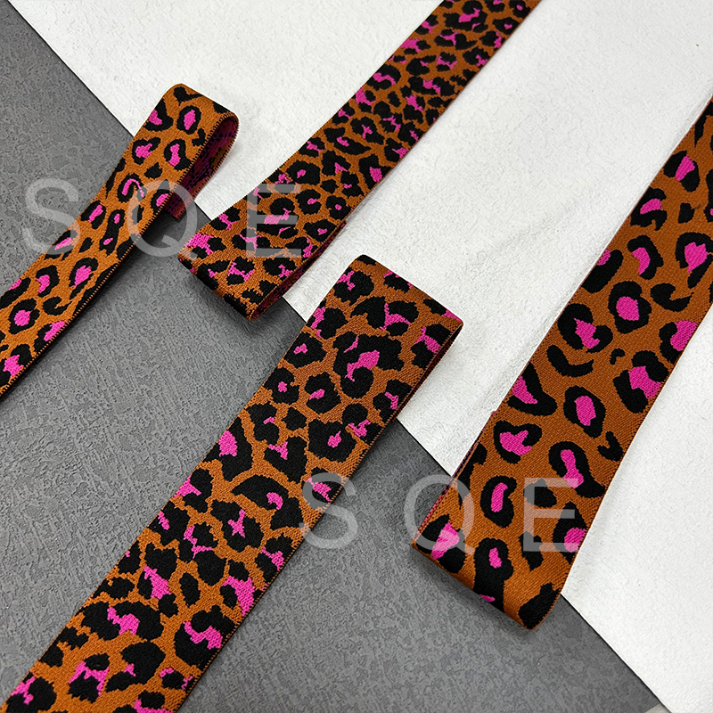 Factory direct leopard print elastic clothing fashion waistband jacquard elastic leopard print elastic