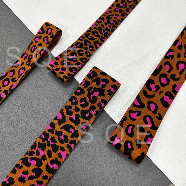 Factory direct leopard print elastic clothing fashion waistband jacquard elastic leopard print elastic