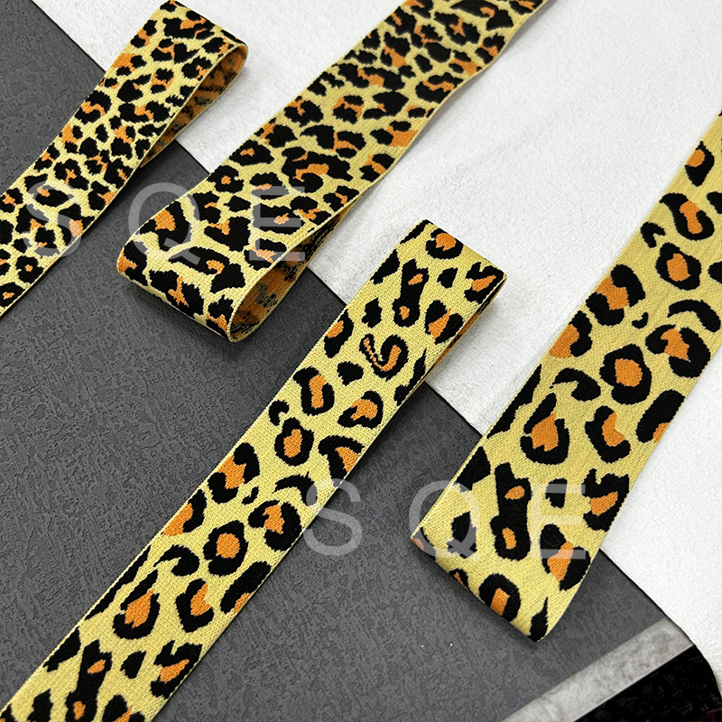 Factory direct leopard print elastic clothing fashion waistband jacquard elastic leopard print elastic