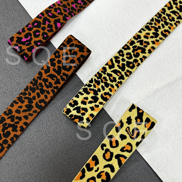 Factory direct leopard print elastic clothing fashion waistband jacquard elastic leopard print elastic
