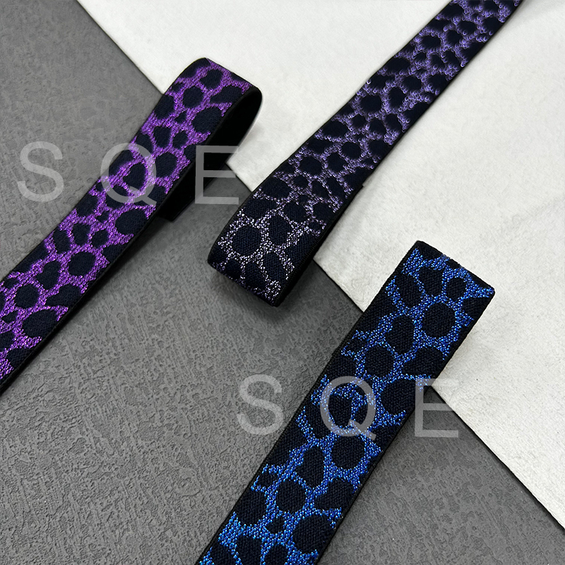 Factory direct sales leopard print color filigree elastic jacquard elastic ribbon lace accessories footwear