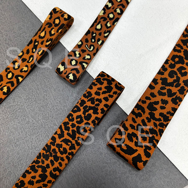 Factory direct leopard print elastic clothing fashion waistband jacquard elastic leopard print elastic