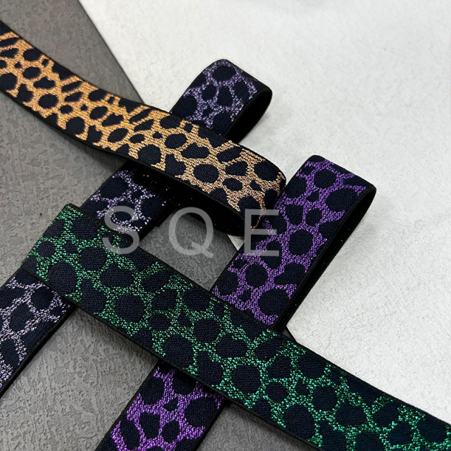 Factory direct sales leopard print color filigree elastic jacquard elastic ribbon lace accessories footwear