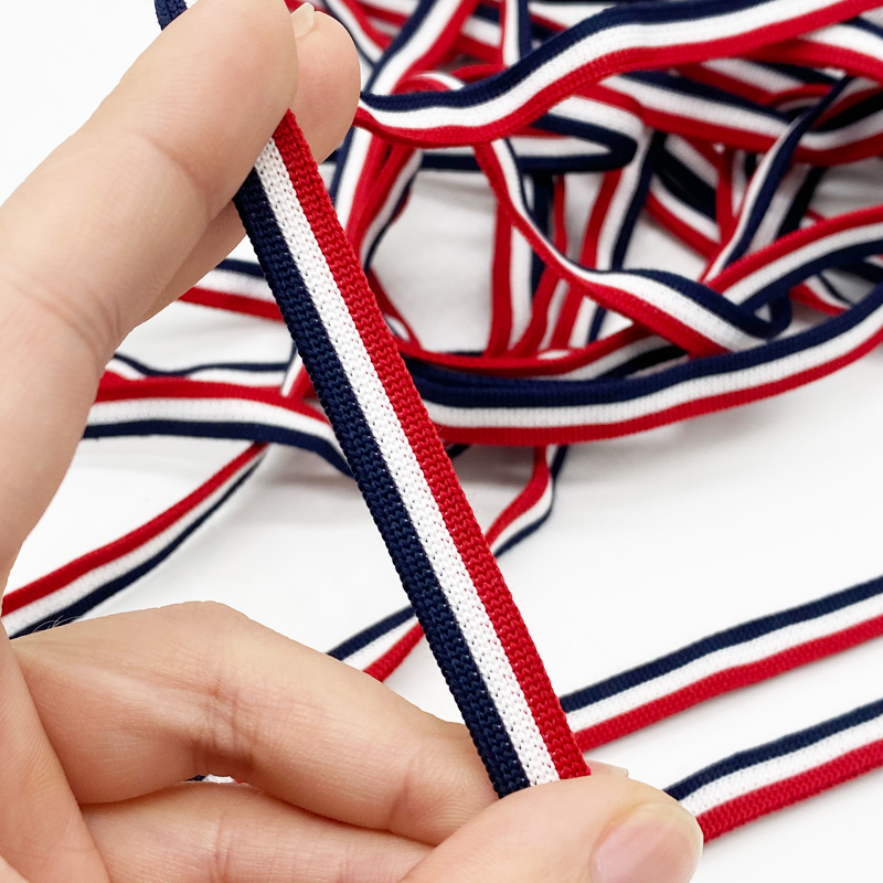 High quality Customization Fashion Ribbon for Tailor diy hat ornament stripe intercolor knit printed Logo ribbon
